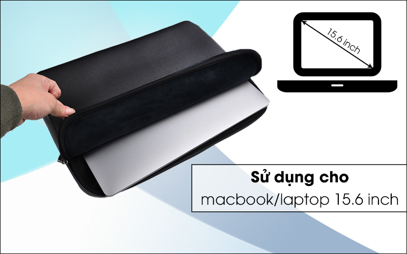 Túi chống sốc có kích thước 15.6 inch đựng laptop thoải mái 